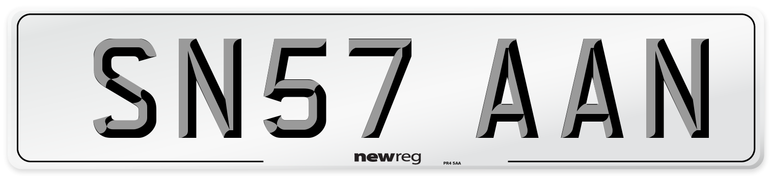 SN57 AAN Number Plate from New Reg